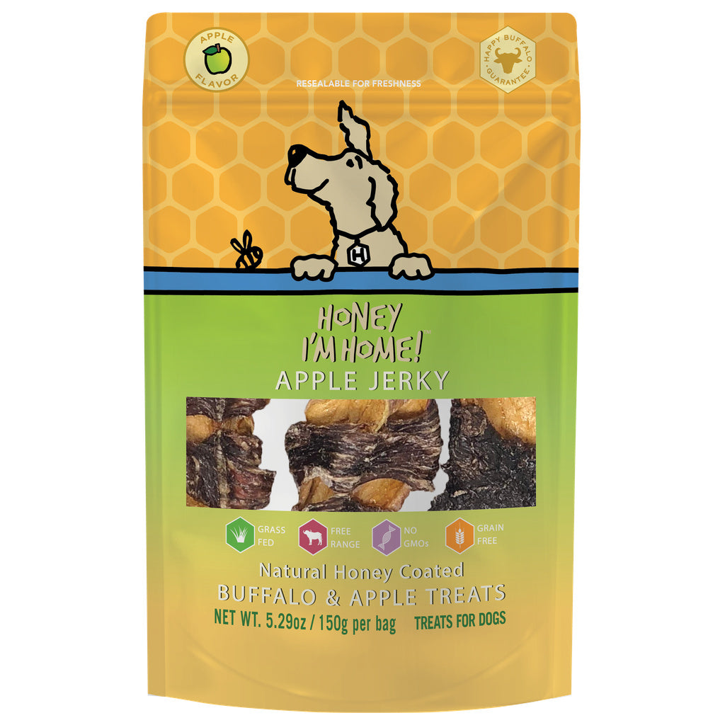 Honey I'm Home Buffalo & Apple Jerky Dog Treats - 5.29 oz. Honey Coated, High Protein, Low Fat