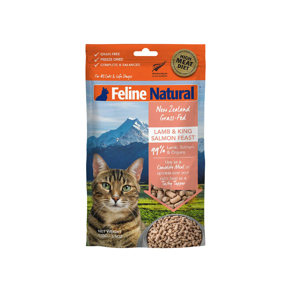 Feline Natural Freeze Dried Cat Food Topper, Lamb & King Salmon, Grain-Free, 3.5 oz