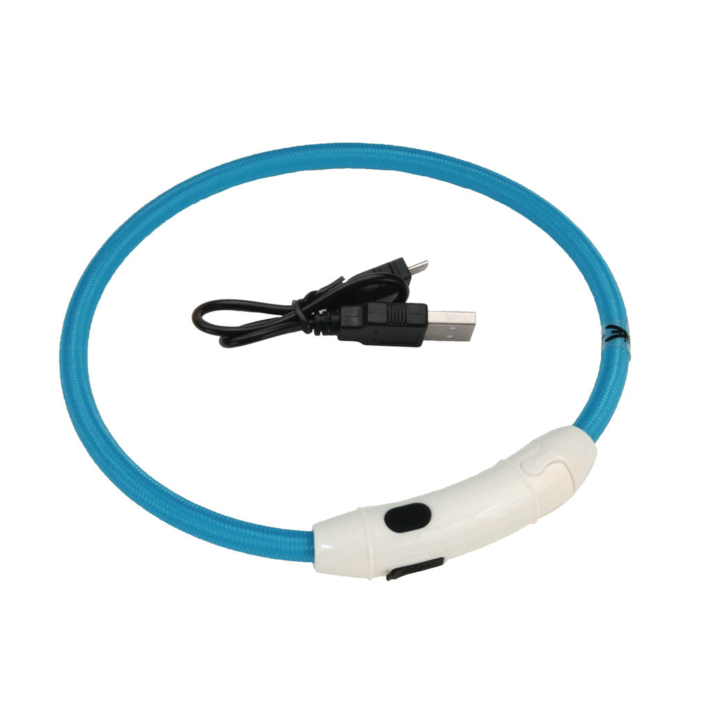 Coastal Pet USB Light-Up Neck Ring - Blue - 16" - Dog Collar - Rechargeable & Waterproof