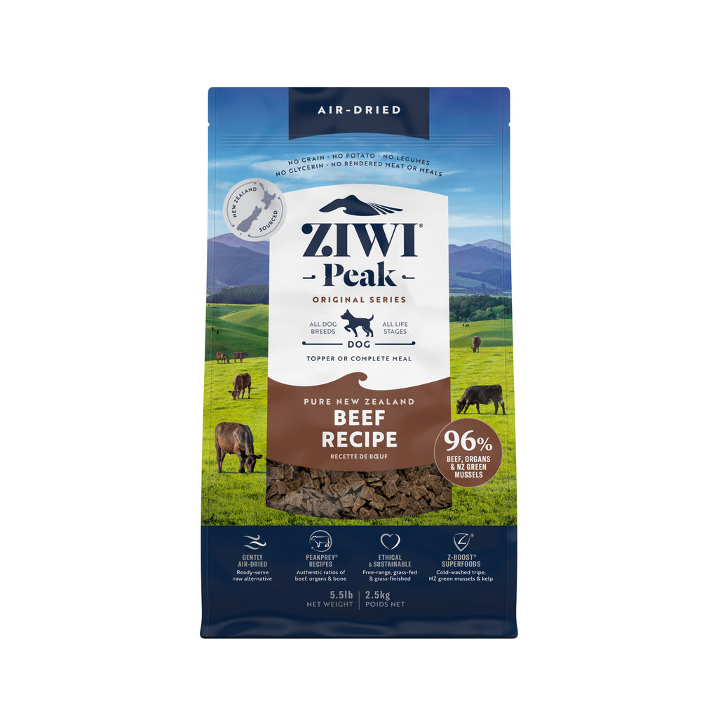 ZiwiPeak Beef Air-Dried Dog Food - Grain-Free, High Protein, 5.5 lb Bag