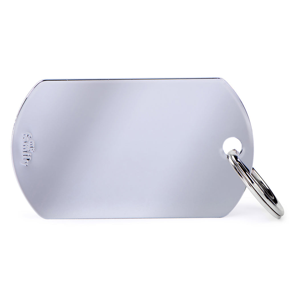 MyFamily Basic Big Military Pet ID Tag - Chrome-Plated Brass - Personalized Engraving Available