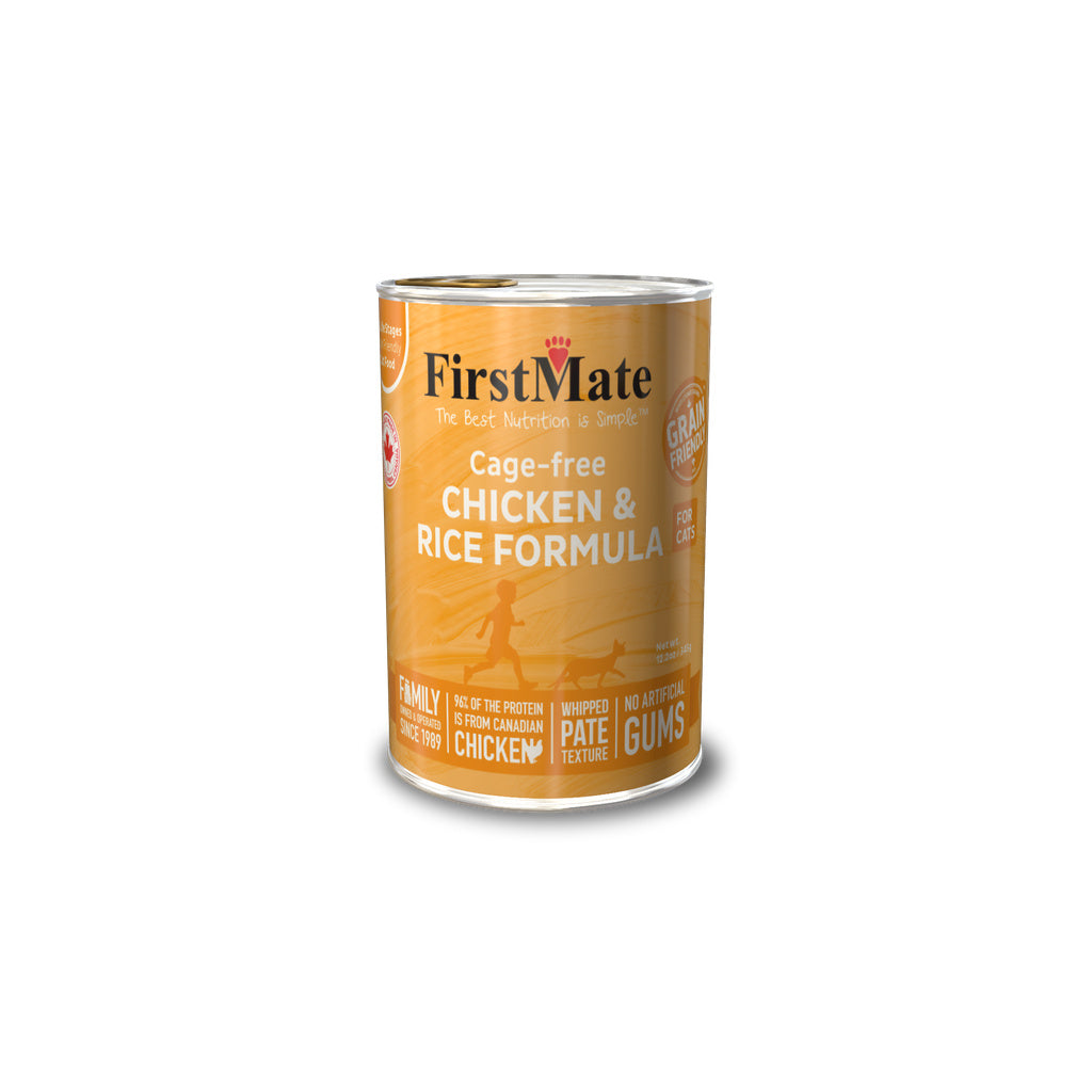 FirstMate Grain Friendly Cage-Free Chicken & Rice Wet Cat Food, 12.2 oz Can