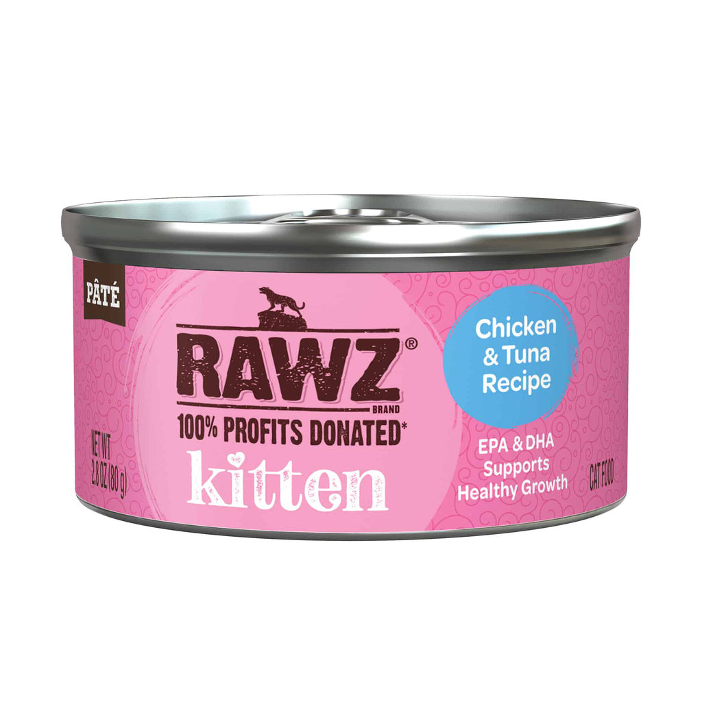 Rawz Kitten Chicken & Tuna Recipe, Wet Canned Cat Food, 2.8 oz Can