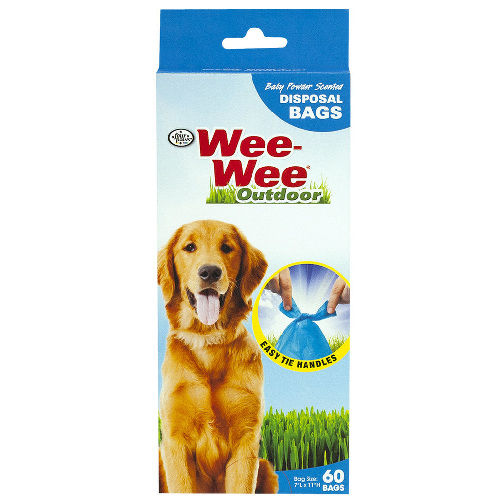 Four Paws Wee-Wee Scented Dog Waste Bags - 60 Count, Biodegradable, Easy-Tie Handles