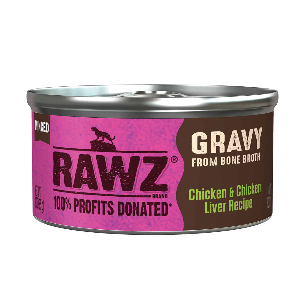 Rawz Chicken & Chicken Liver Gravy Wet Cat Food, 3 oz Can