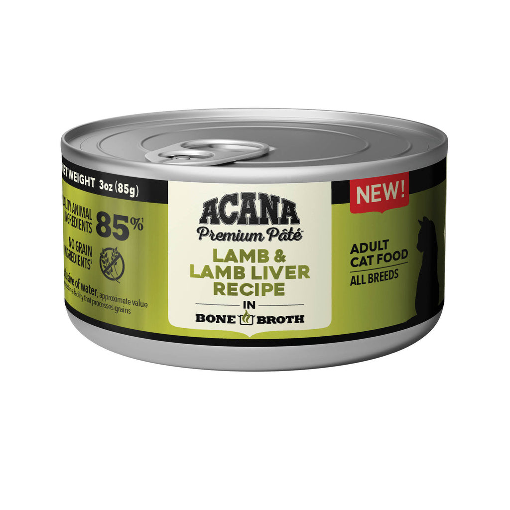 Acana Premium Pate Lamb & Lamb Liver Recipe in Bone Broth Wet Cat Food, 3oz Can