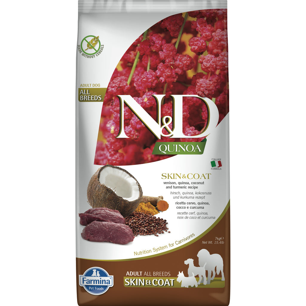 Farmina N&D Quinoa Skin & Coat Venison Dog Food - Grain-Free, Adult, 2.5kg/5.5lbs