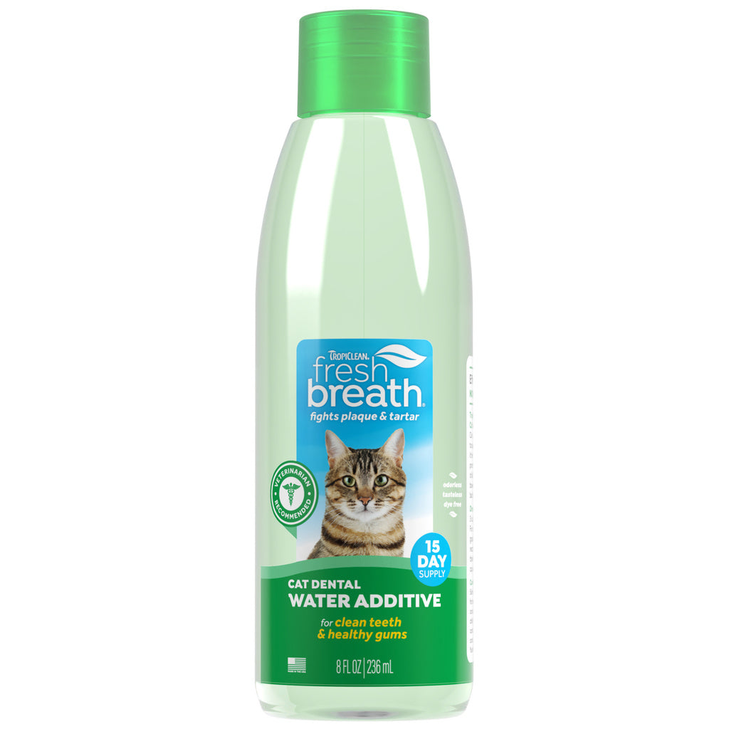 TropiClean Fresh Breath Cat Dental Health Water Additive - 8 oz, Plaque & Tartar Control