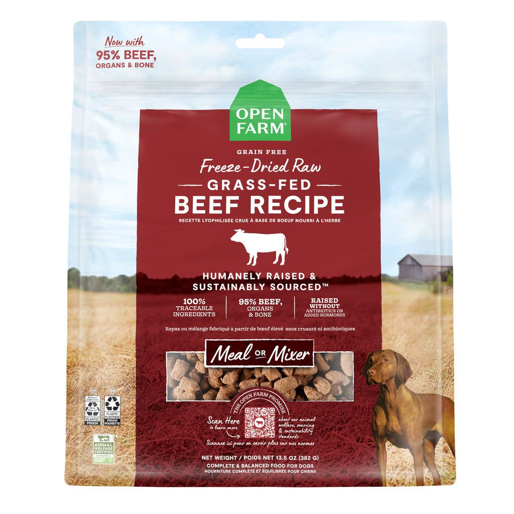 Open Farm Grass-Fed Beef Freeze Dried Raw Dog Food 13.5oz