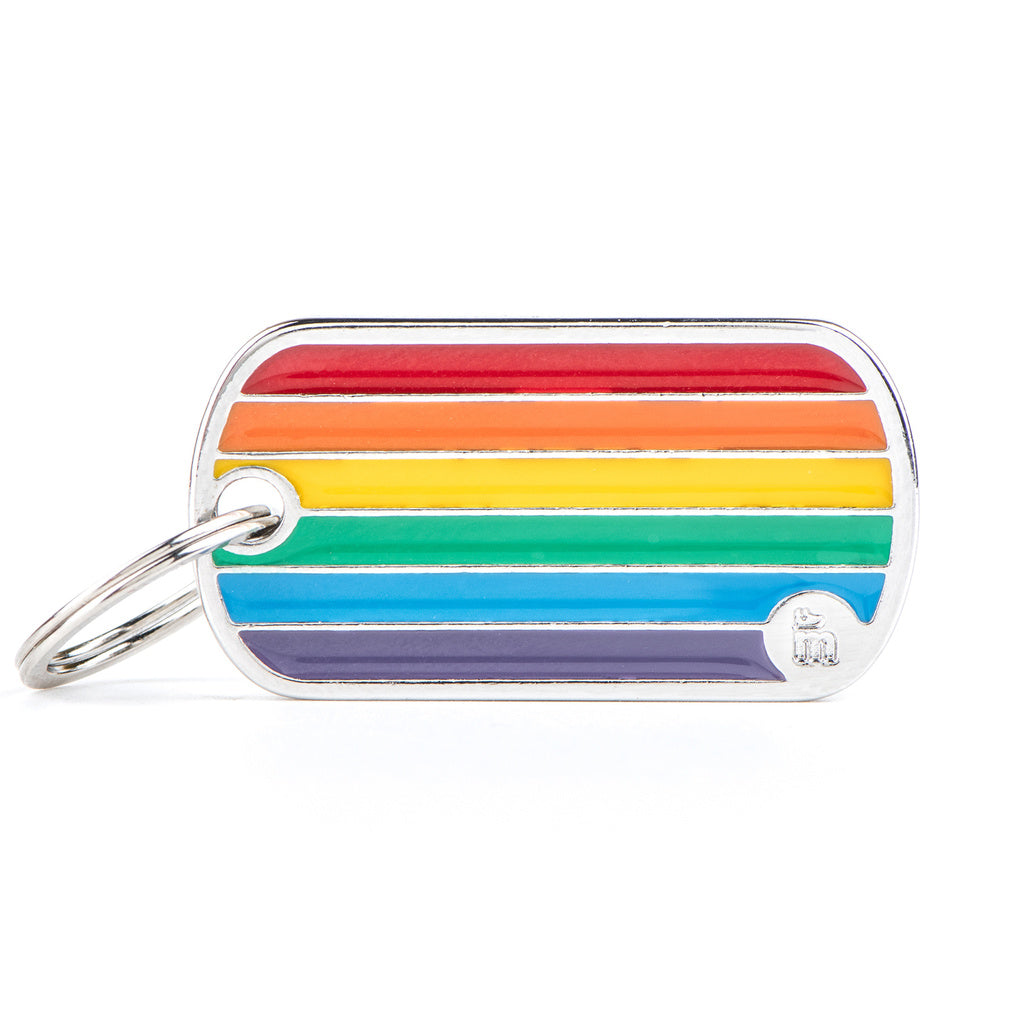 MyFamily Rainbow Flag Pet ID Tag - Pride Dog/Cat Tag - Customizable Engraving