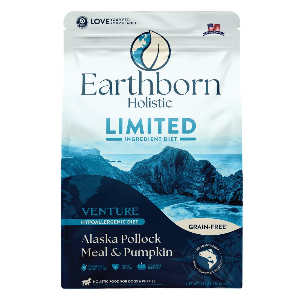 Earthborn Holistic Venture Pollock & Pumpkin Grain-Free Limited Ingredient Dry Dog Food - 25 lb