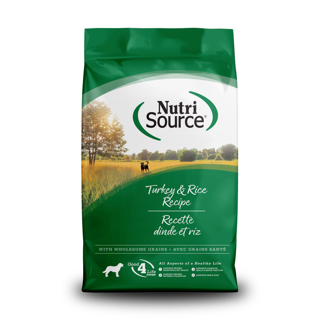NutriSource Turkey & Rice Recipe Dog Food, 26 lb - Wholesome Grains, All Breeds & Life Stages