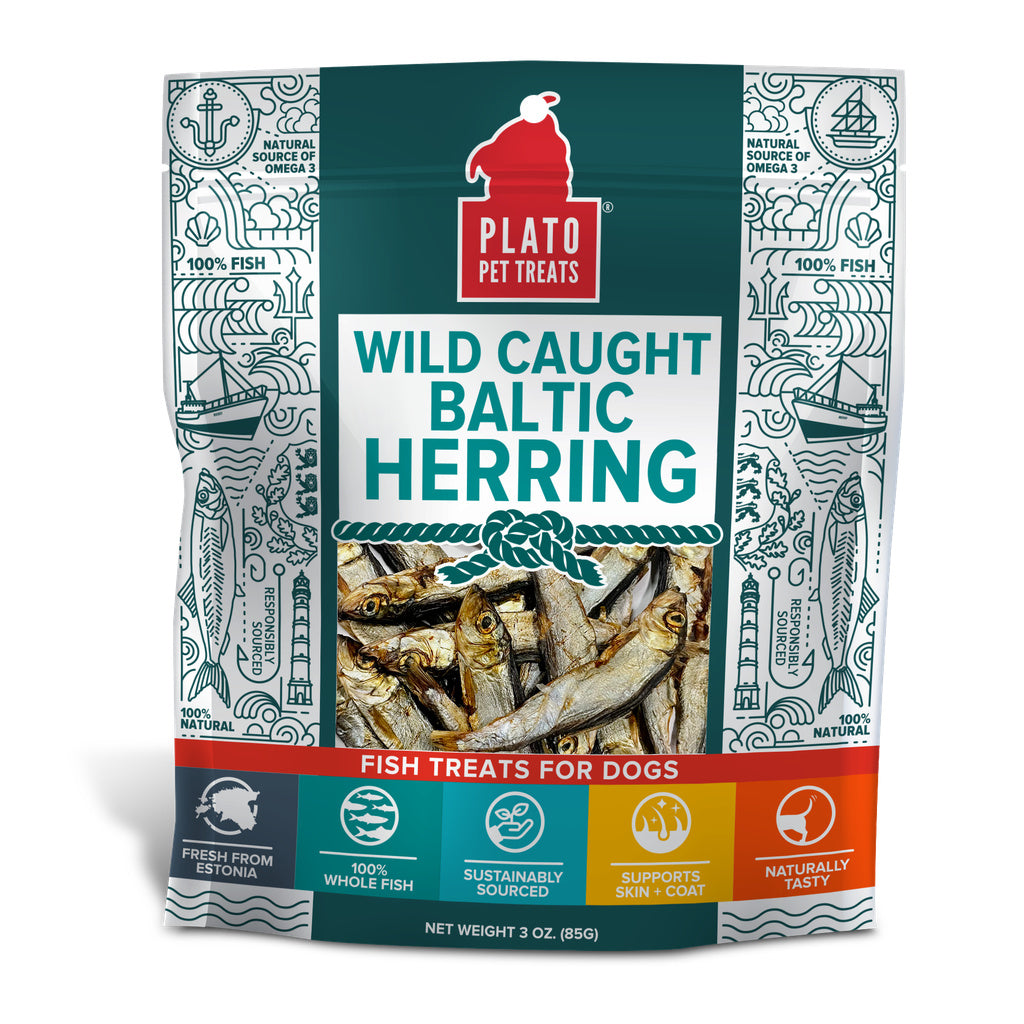 Plato Pet Treats Baltic Herring Dog Treats - 3 oz, Air-Dried, Single Ingredient, Wild Caught Fish