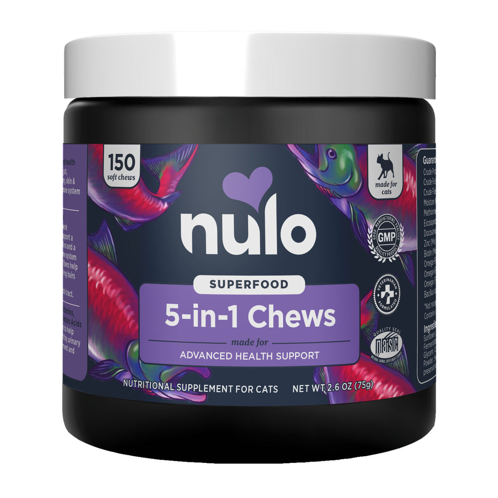 Nulo Superfood 5-in-1 Cat Supplement Chews - 2.6oz (150ct) - Advanced Health Support for Urinary, Hairball, Gut & Immune Health