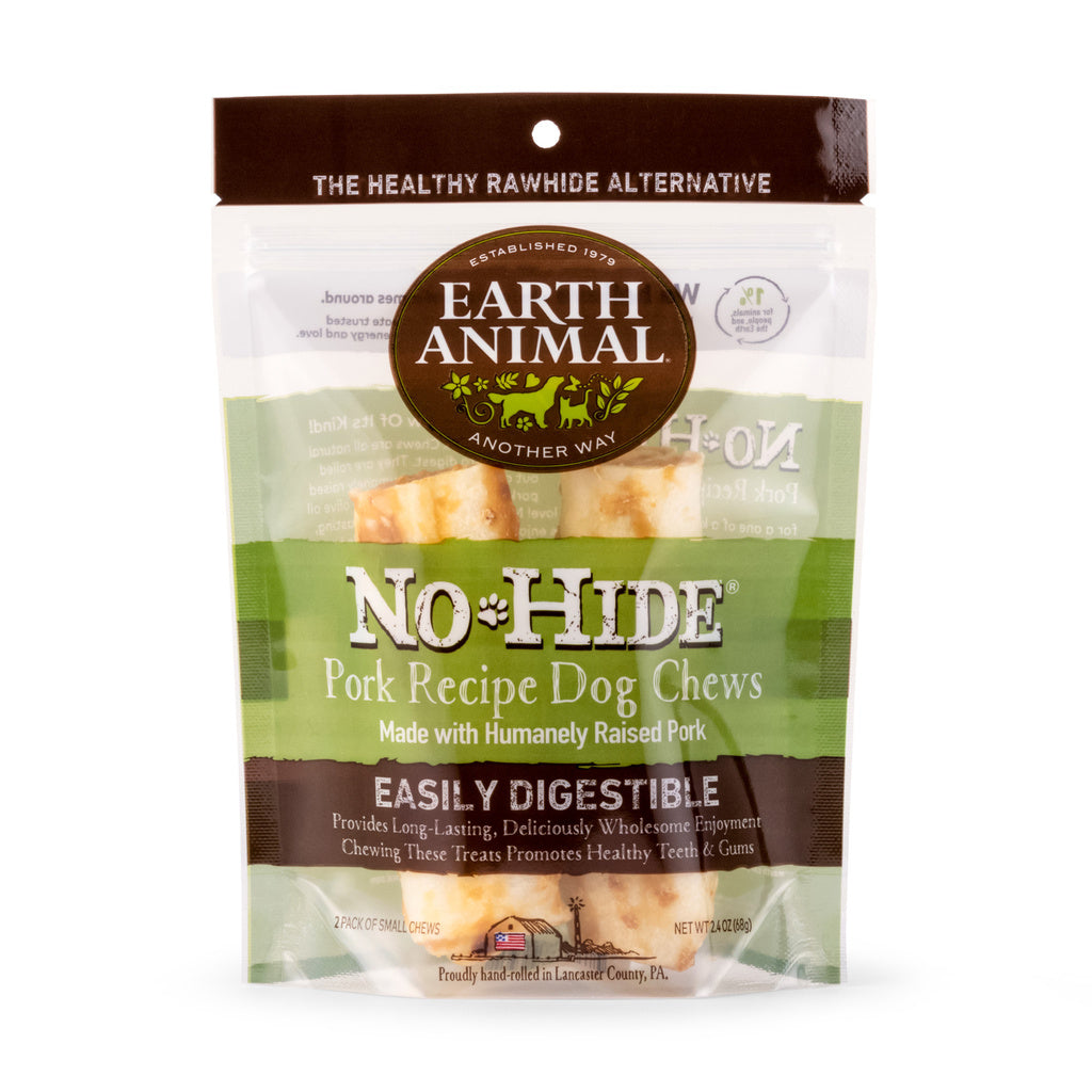 Earth Animal No Hide Pork Dog Chew 4 inch, 2 Count - Rawhide Alternative
