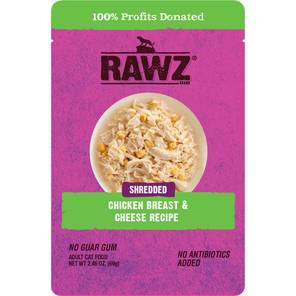 Rawz Cat Food Pouch, Shredded Chicken Breast & Cheese, 2.46 oz