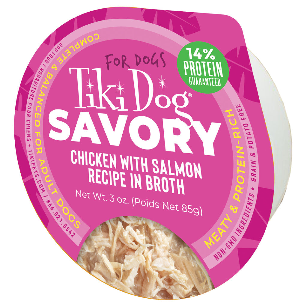 Tiki Dog Meaty Chicken with Salmon Recipe Wet Food, 3 oz.