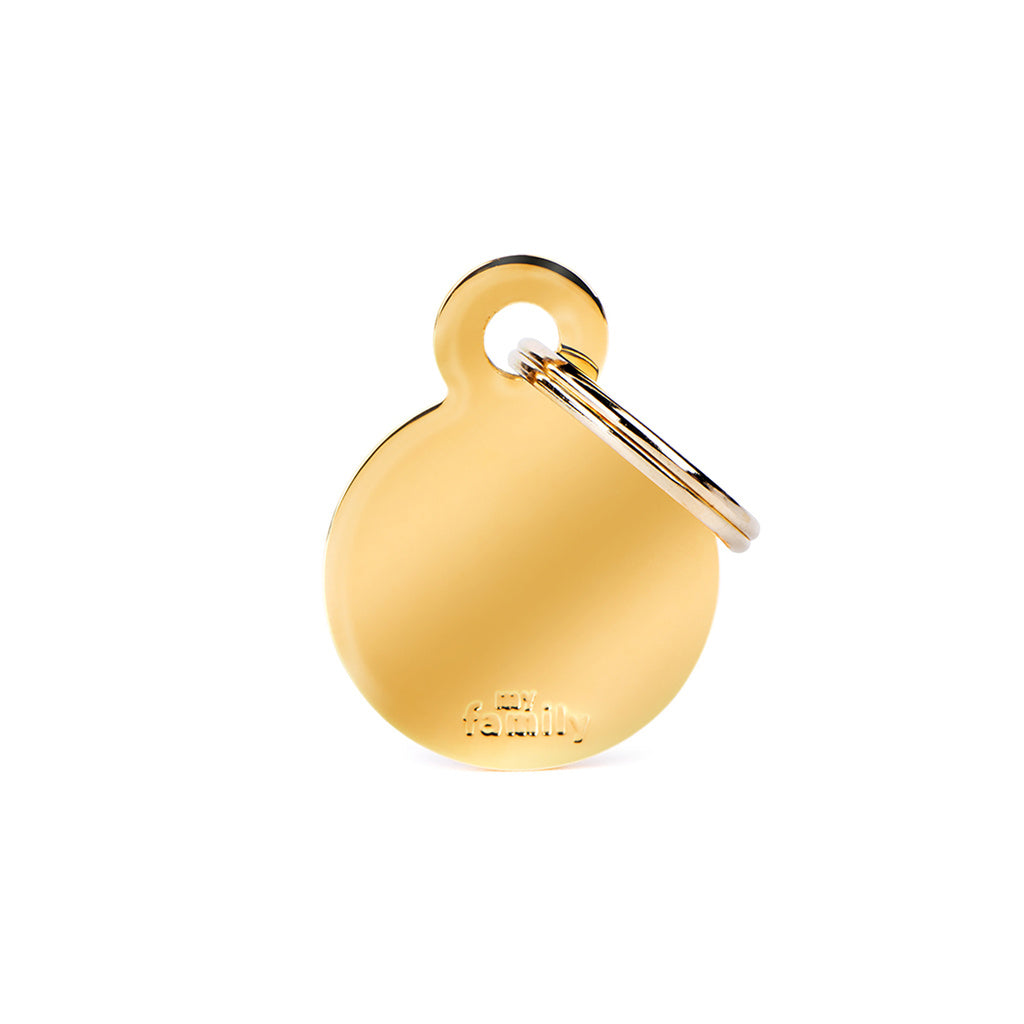MyFamily Basic Small Bone ID Tag - Gold-Plated Brass Pet Tag