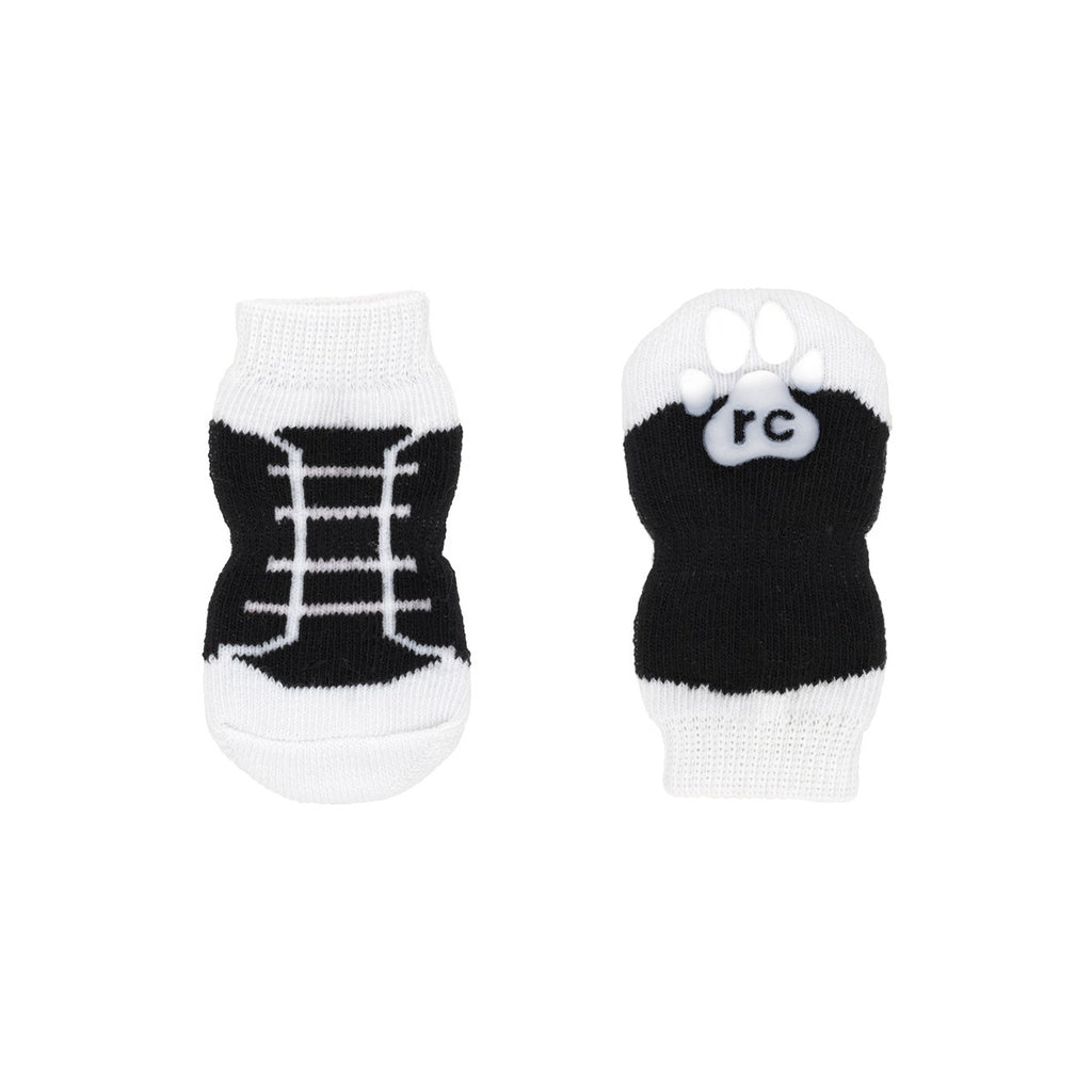 RC Pets Fun PAWks Dog Socks - Black Sneakers - Medium - Anti-Slip Paw Protection