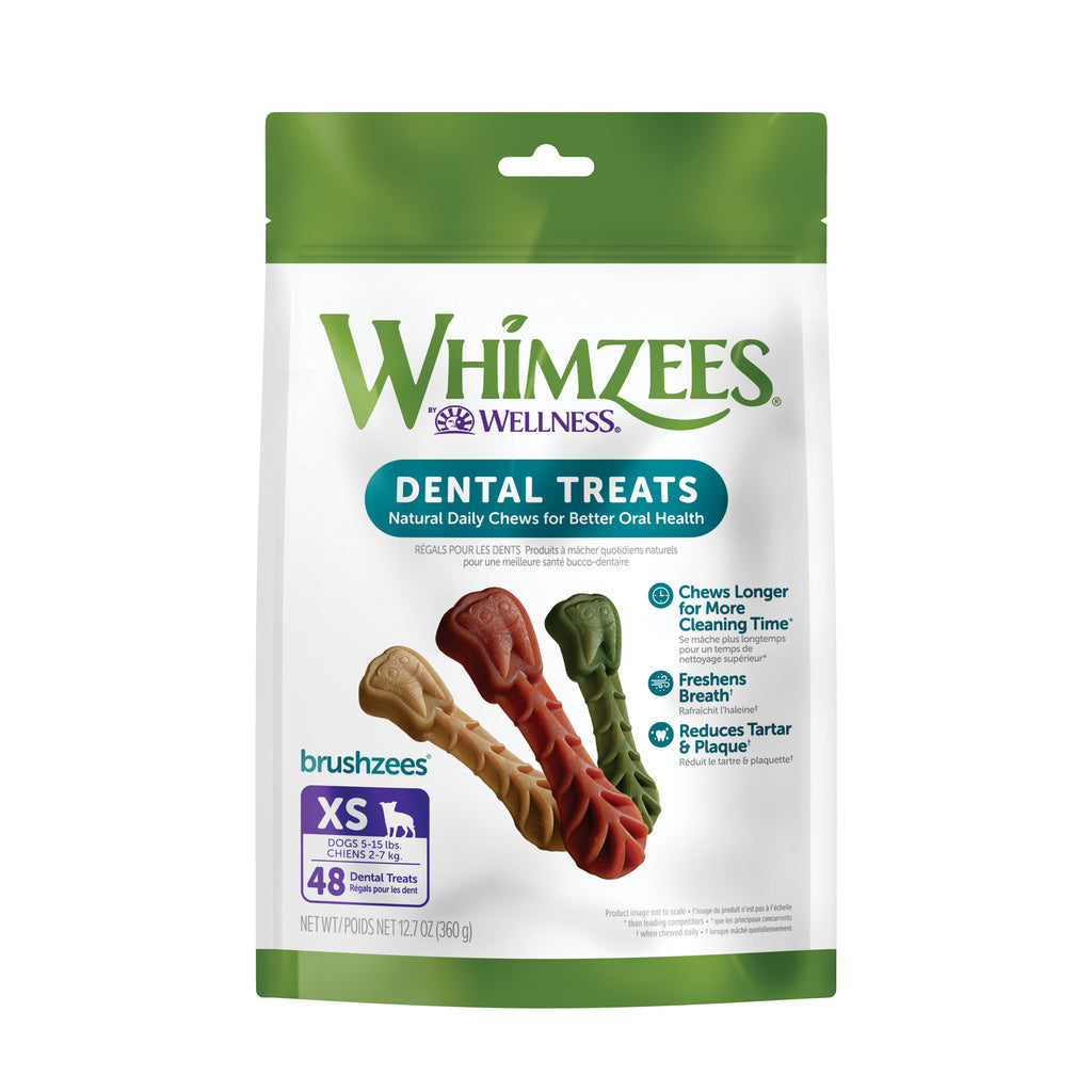 Whimzees Brushzees Dental Treats - X-Small - 48 Count