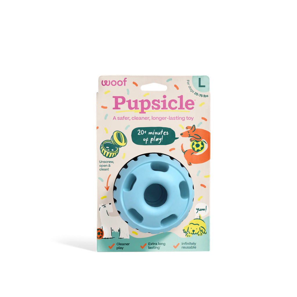 Woof Pupsicle Dog Toy - Birthday/Party Treat Dispenser, Large, Blue