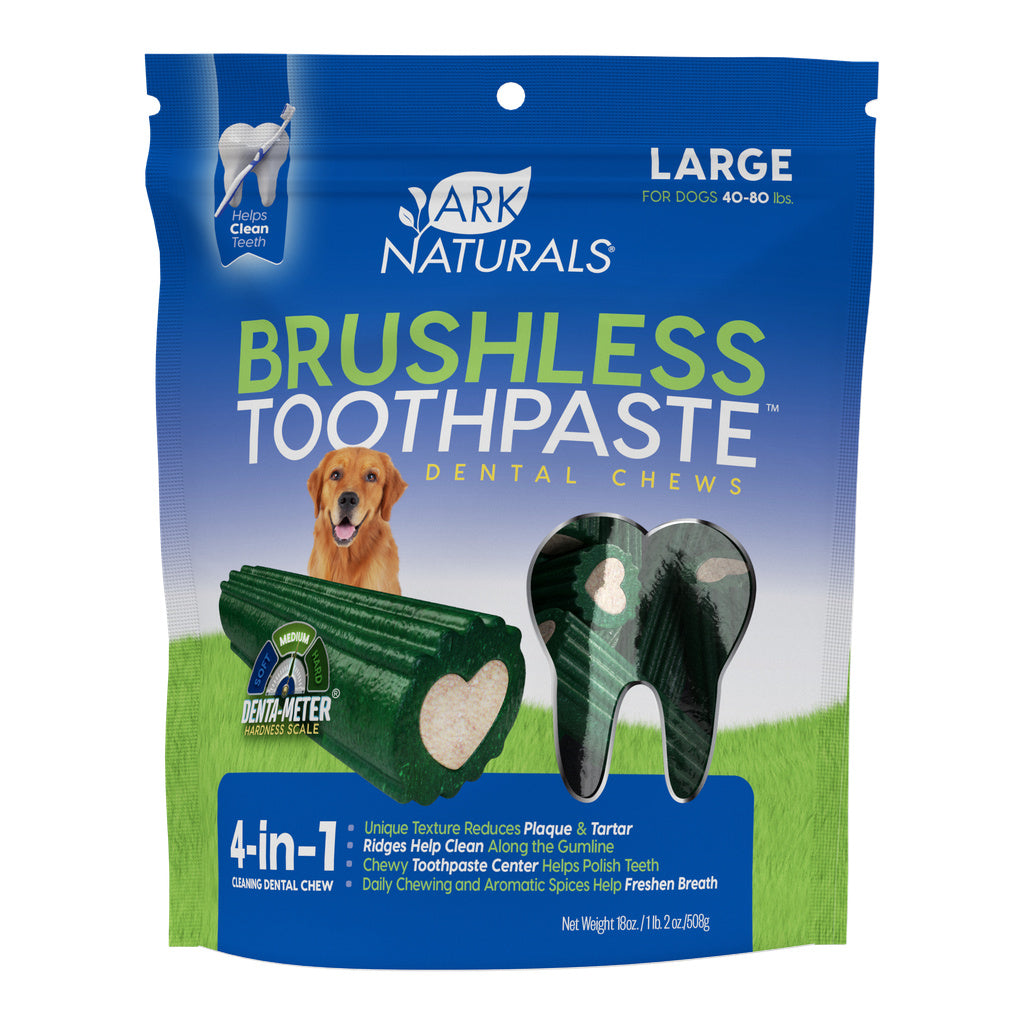 Ark Naturals Brushless Toothpaste Dog Dental Chews for Large Breeds, 18 oz