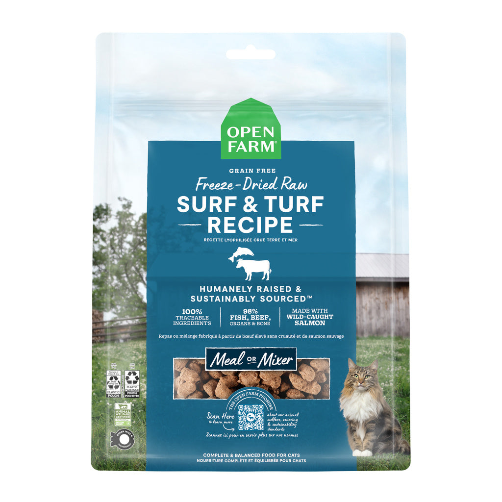 Open Farm Cat Freeze-Dried Raw Surf & Turf Morsels - Grain-Free, 3.5oz Cat Food, Meal Mixer or Complete Diet