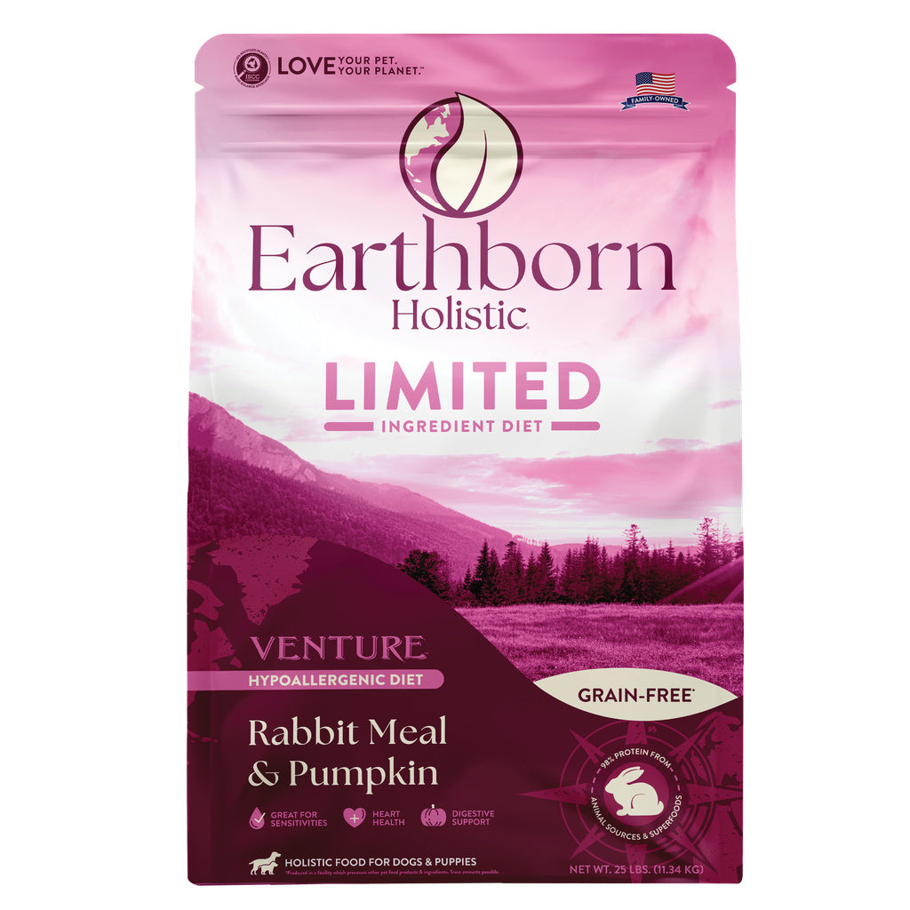 Earthborn Holistic Venture Rabbit & Pumpkin Grain-Free Limited Ingredient Dog Food, 25 lb