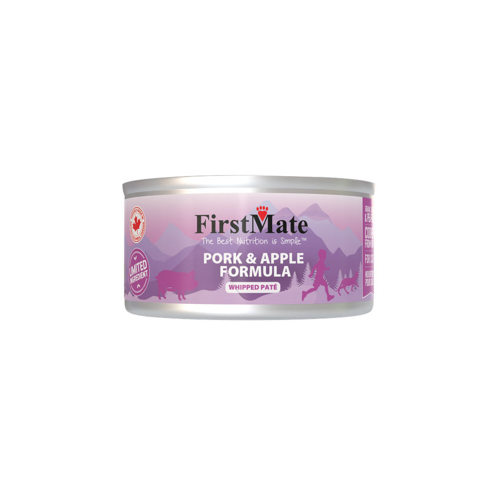FirstMate LID Pork & Apple Wet Cat Food, 5.5 oz Can - Limited Ingredient Diet, Grain-Free