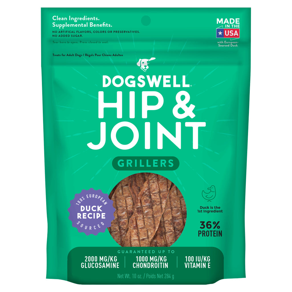 Dogswell Hip & Joint Grain-Free Duck Grillers Dog Treats, 10 oz Pouch