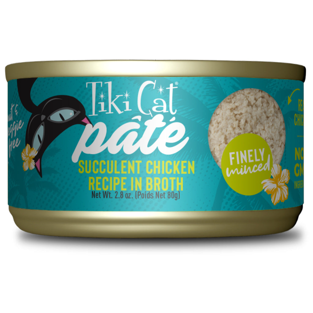 Tiki Cat Luau Succulent Chicken Pate Wet Cat Food, 2.8 oz.