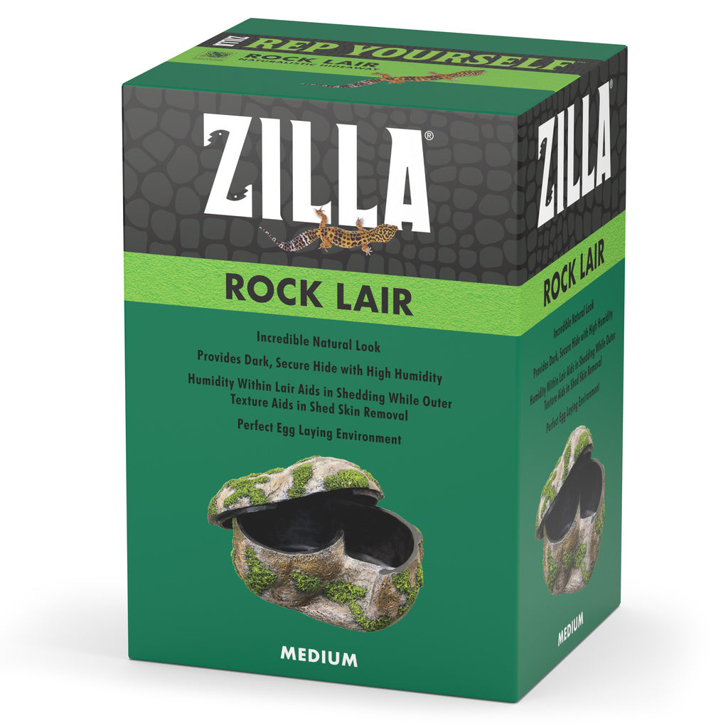 Zilla Rock Lair Medium - Reptile Hideaway - Naturalistic Decor, 8.25" x 5.75" x 5"