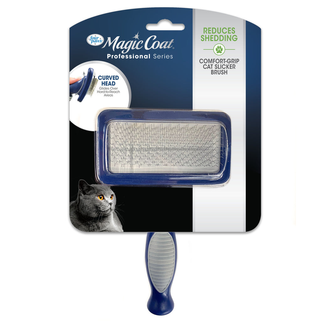 Four Paws Magic Coat Comfort-Grip Cat Slicker Brush, Gentle Deshedding