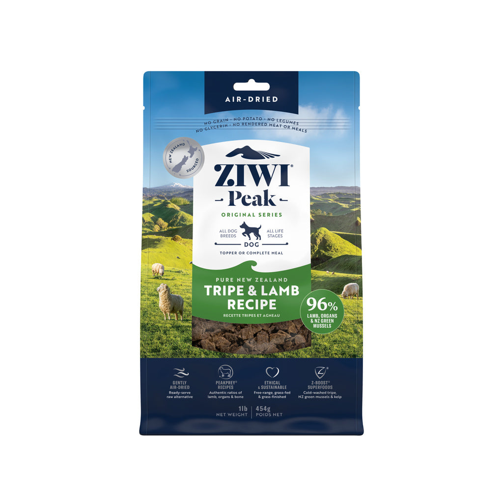 Ziwi Peak Air-Dried Dog Food - Tripe & Lamb Recipe - 16 oz / 1 lb Bag - All Life Stages, Grain-Free