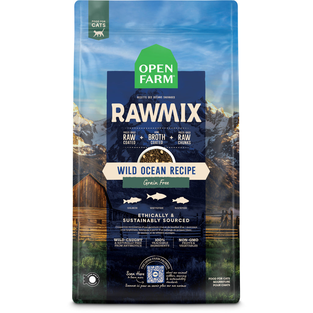 Open Farm RawMix Wild Ocean Grain-Free Dry Cat Food, 8 lb Bag - Whitefish, Salmon & Rockfish Recipe