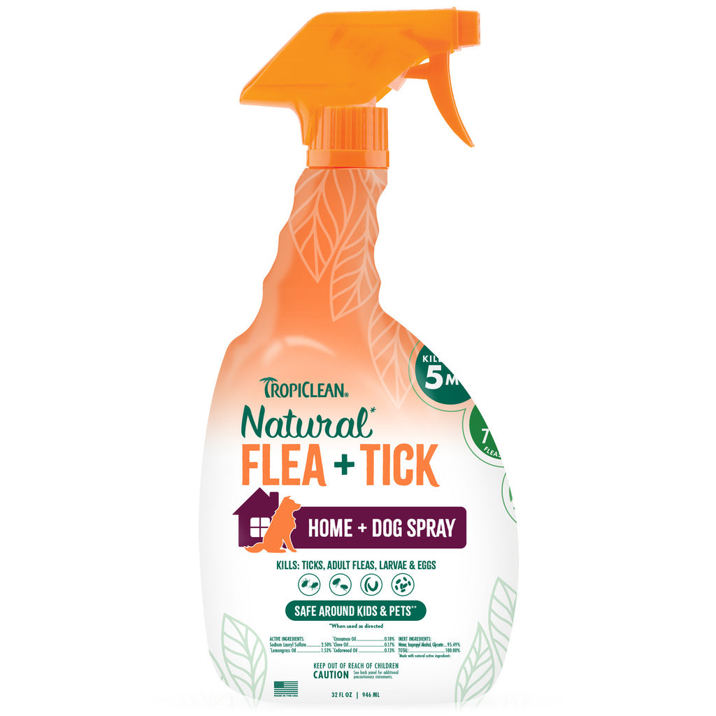 TropiClean Natural Flea & Tick Home Spray for Dogs & Cats, 32 oz