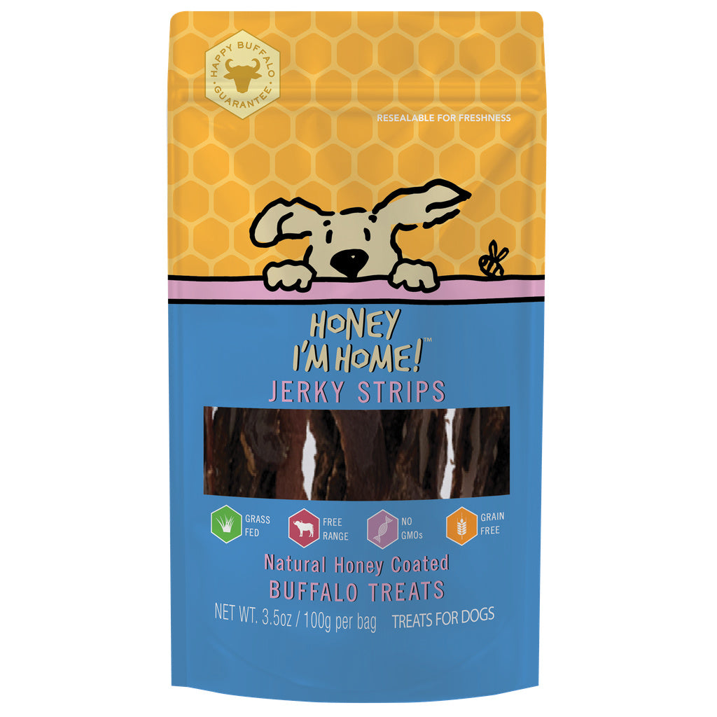 Honey I'm Home Buffalo Jerky Strips Dog Treats - Honey Coated, 3.5oz