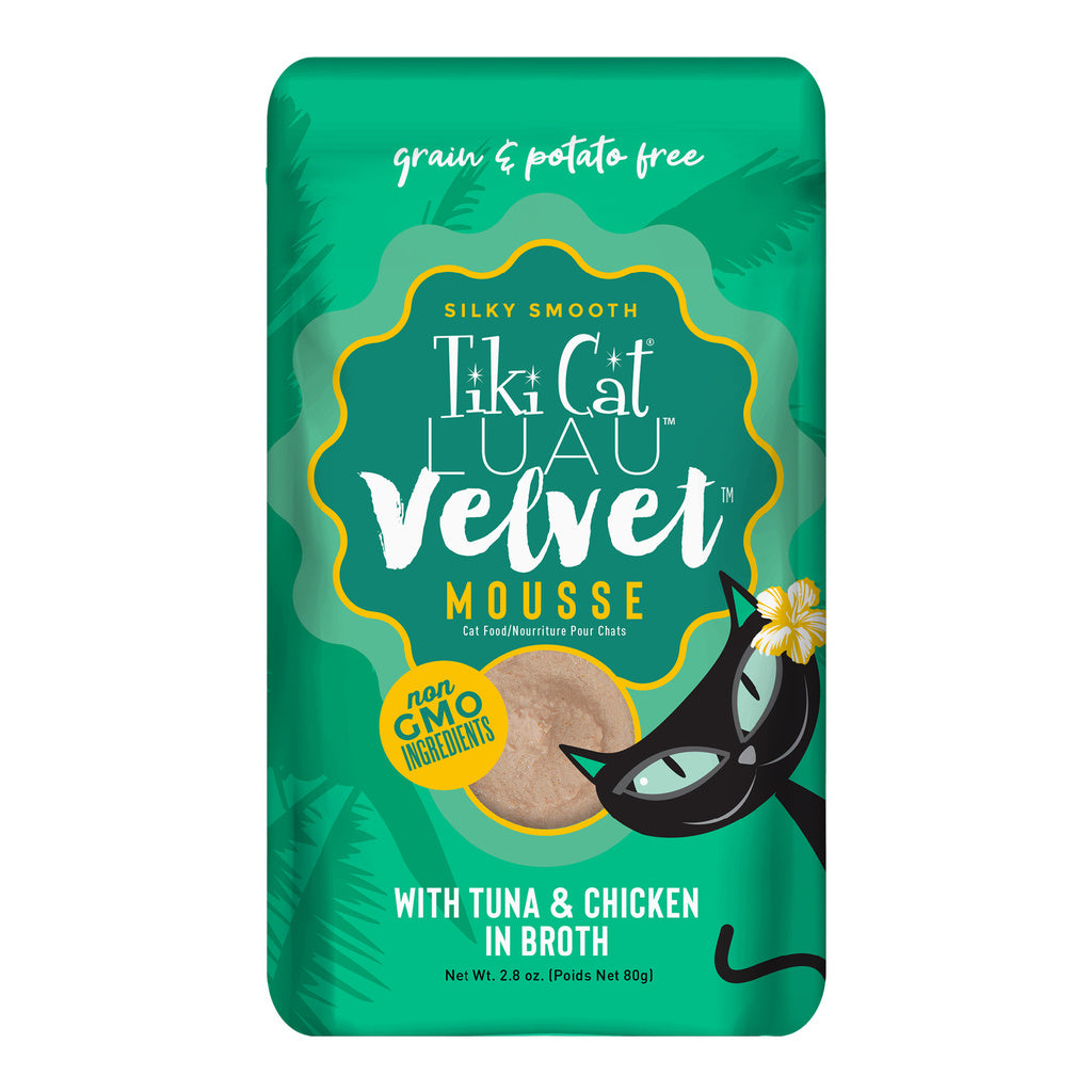 Tiki Cat Velvet Mousse Tuna & Chicken Cat Food, 2.8 oz Pouch - Grain-Free Wet Food