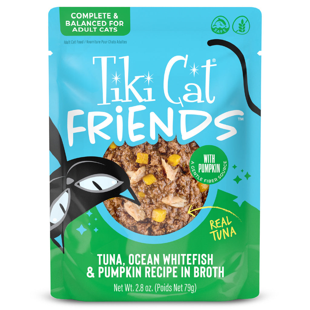 Tiki Cat Friends Tuna, Ocean Whitefish & Pumpkin, 2.8 oz. Pouch (12 Count)