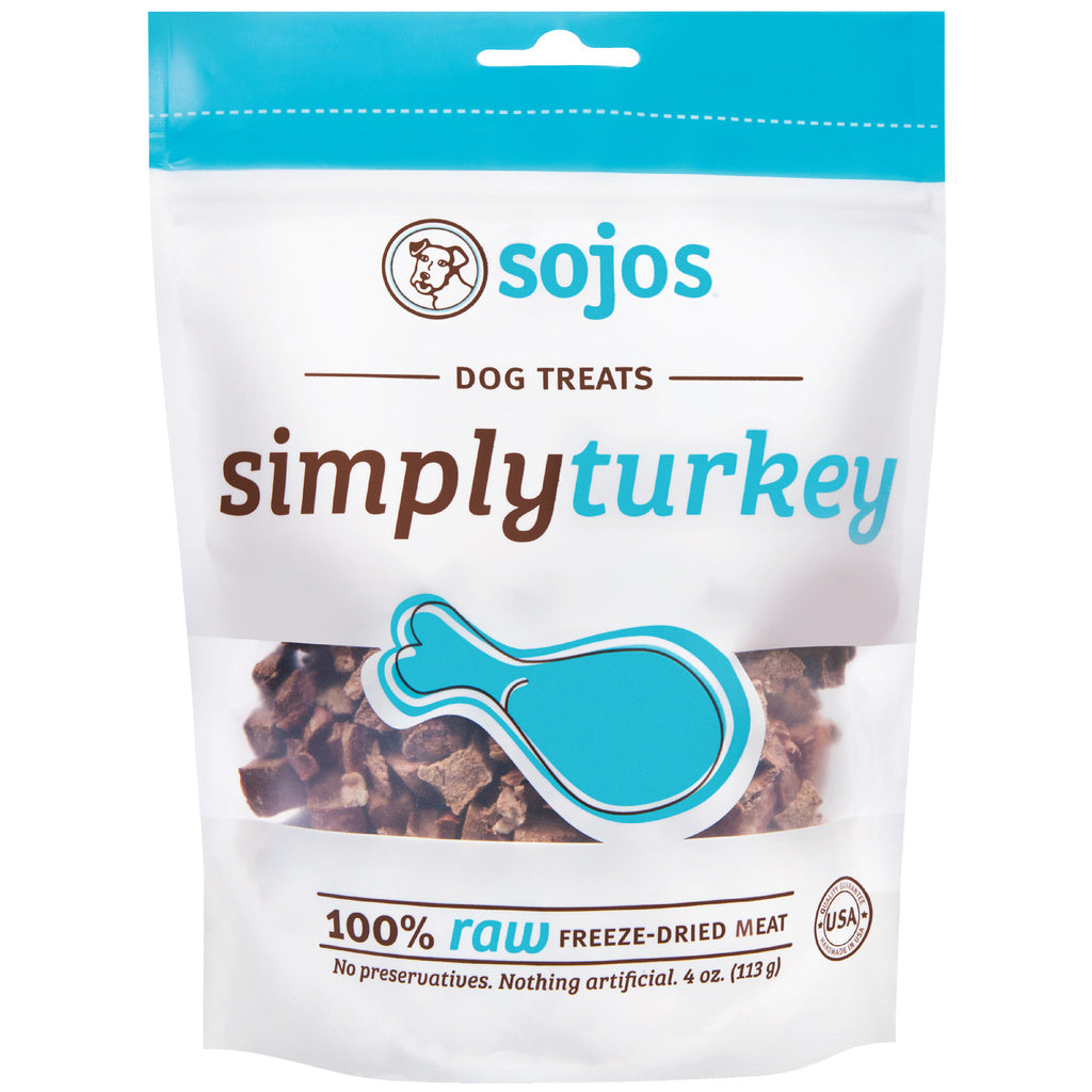 Sojo's Simply Turkey Freeze Dried Dog Treats - 4oz Bag - Raw Meat Training Treats