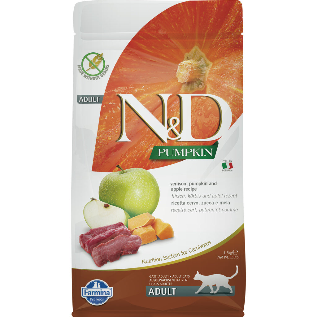 Farmina N&D Pumpkin Venison & Apple Cat Food - 11 lb / 5 kg - Adult, Grain-Free