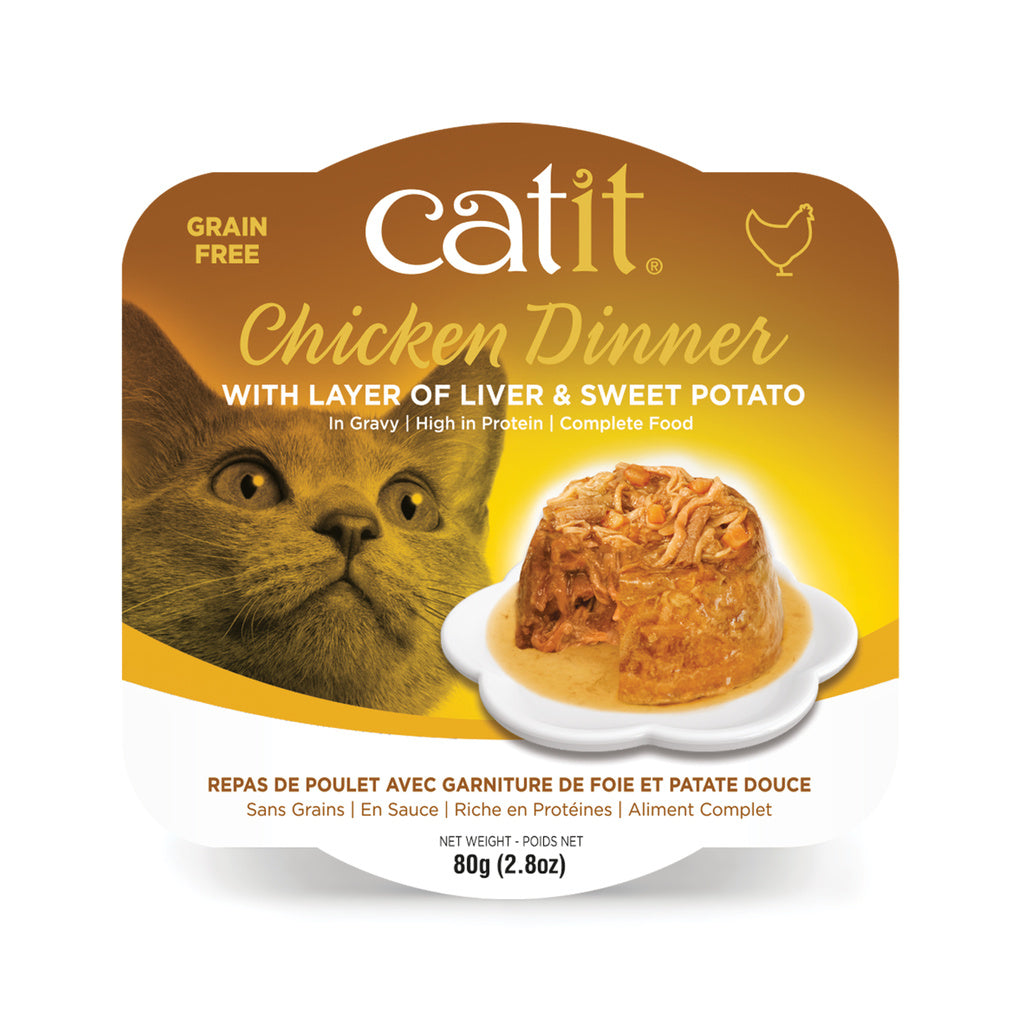 Catit Chicken Dinner Wet Cat Food, Liver & Sweet Potato, 2.8 oz (80g) Pouch