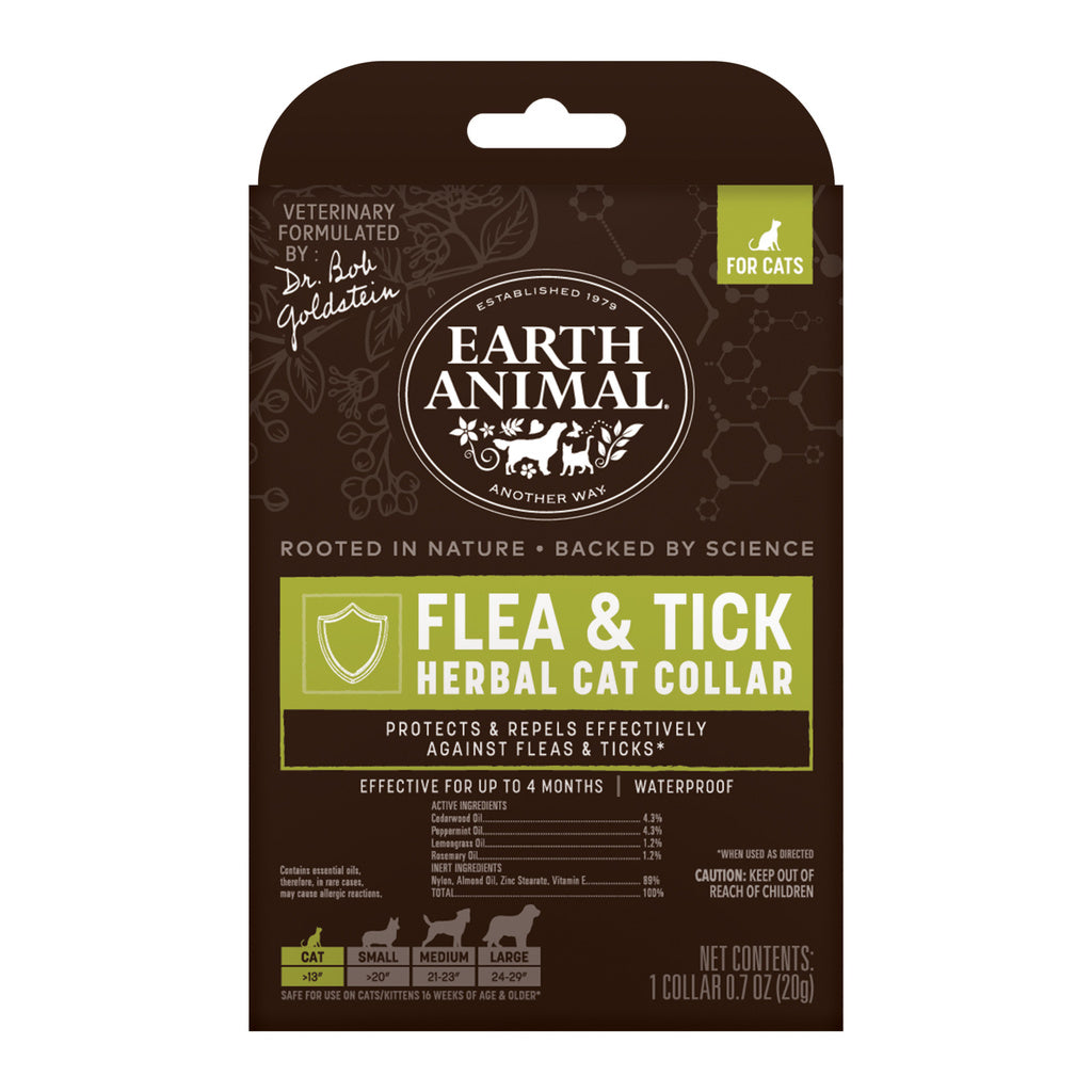 Earth Animal Herbal Flea & Tick Collar for Cats - Natural Protection, 3 Month Defense
