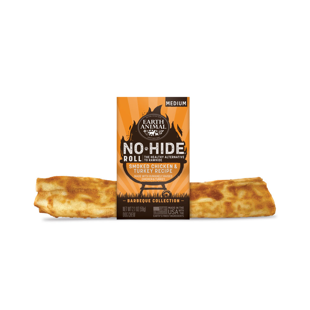Earth Animal No-Hide BBQ Smoked Chicken & Turkey Roll Dog Chew - Medium