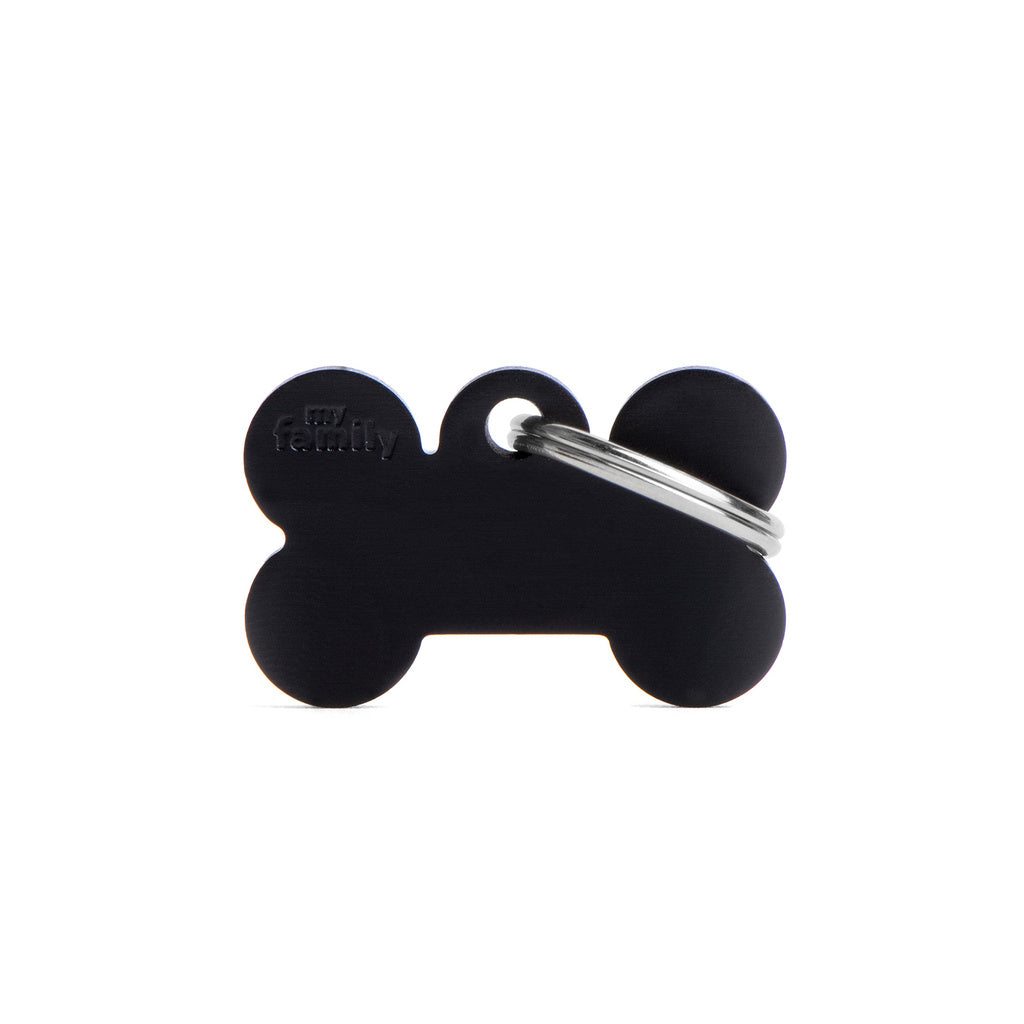 MyFamily Basic Small Black Bone Aluminum Pet ID Tag