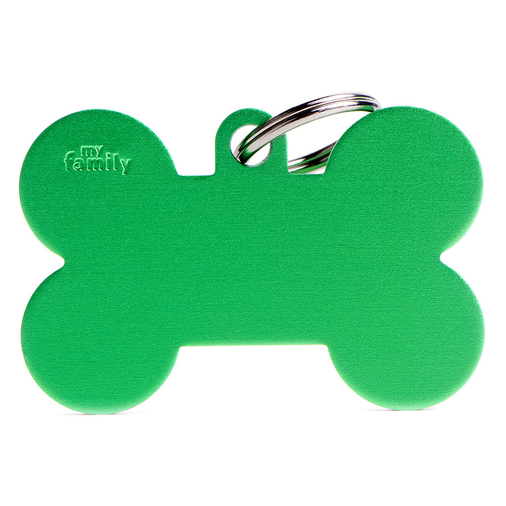 MyFamily Basic XL Green Aluminum Bone Pet ID Tag