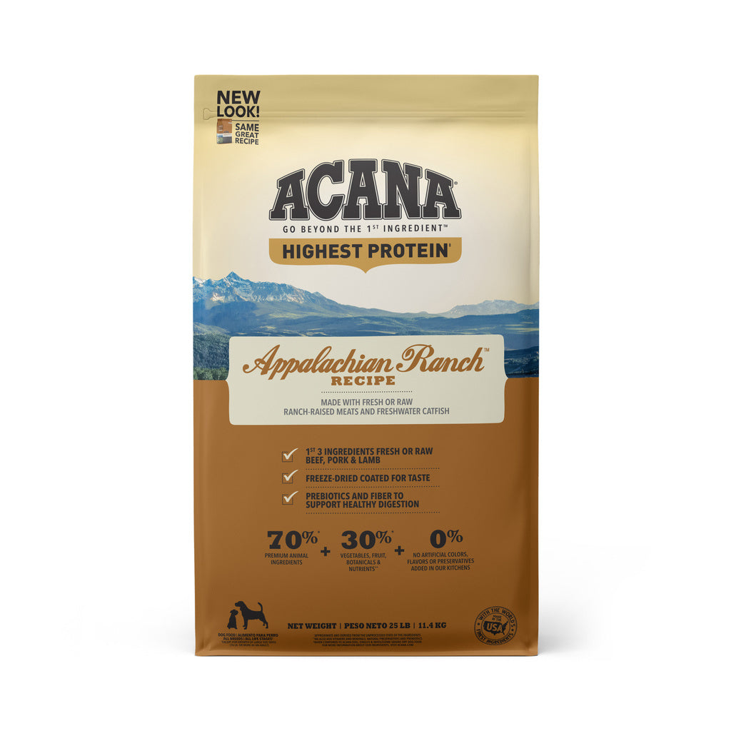 Acana Appalachian Ranch Grain-Free Dry Dog Food - 25 lb Bag, Regionals Recipe, High Protein, Red Meat & Catfish
