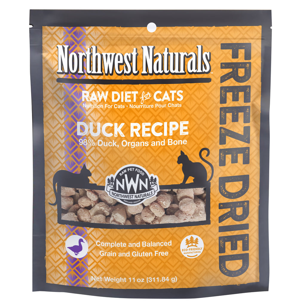 Northwest Naturals Freeze Dried Duck Cat & Kitten Food 11oz - Grain-Free Raw Diet Nibbles