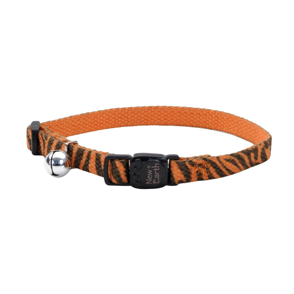 New Earth Soy Breakaway Cat Collar, Adjustable, Eco-Friendly (8-12", Orange Stripe or Pumpkin Stripe)