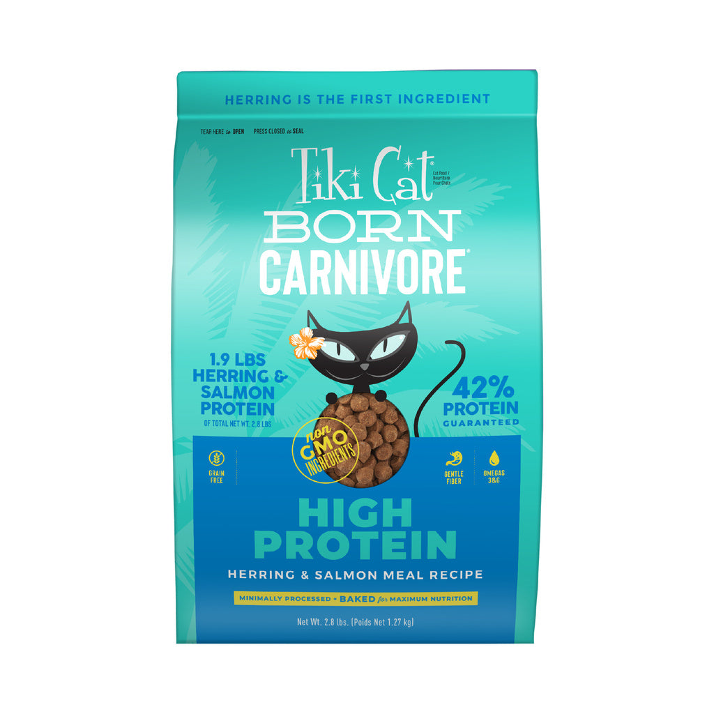 Tiki Cat Born Carnivore Grain-Free Herring & Salmon Dry Cat Food, 2.8 lbs